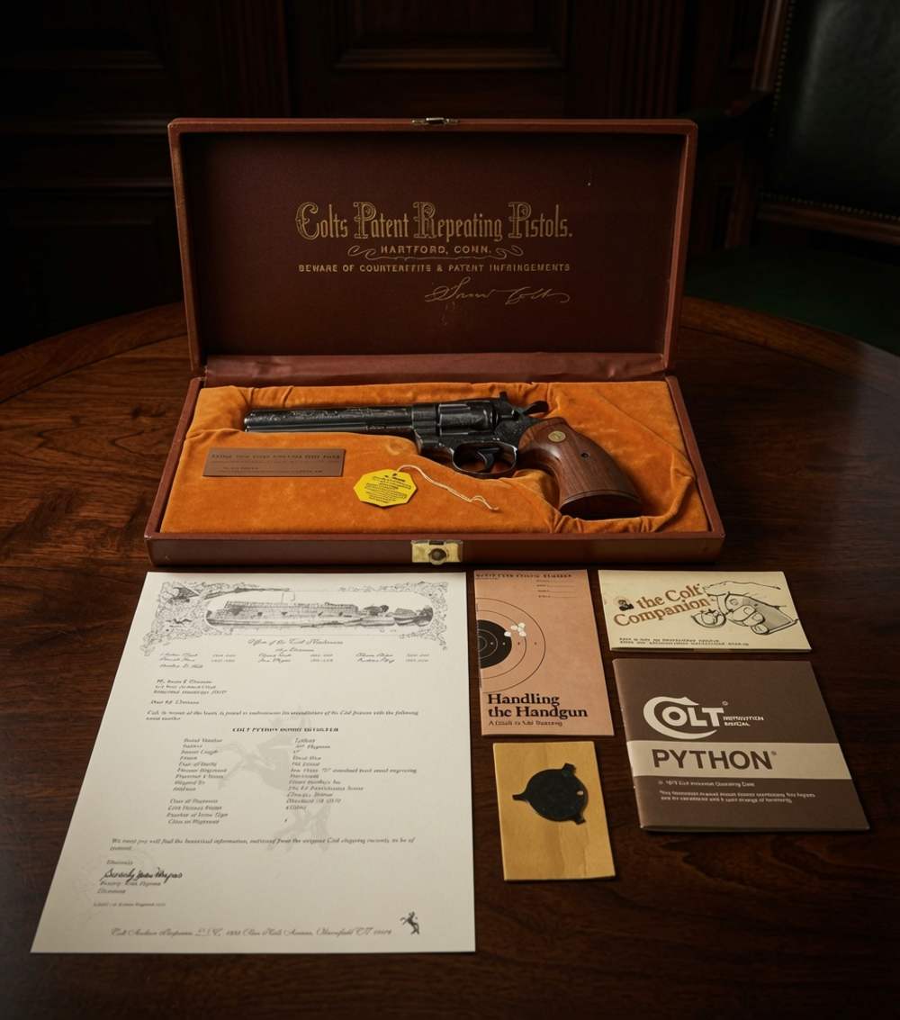 1979 Colt Python .357 Magnum Class D Engraving Royal Blue Finish Unfired -img-0