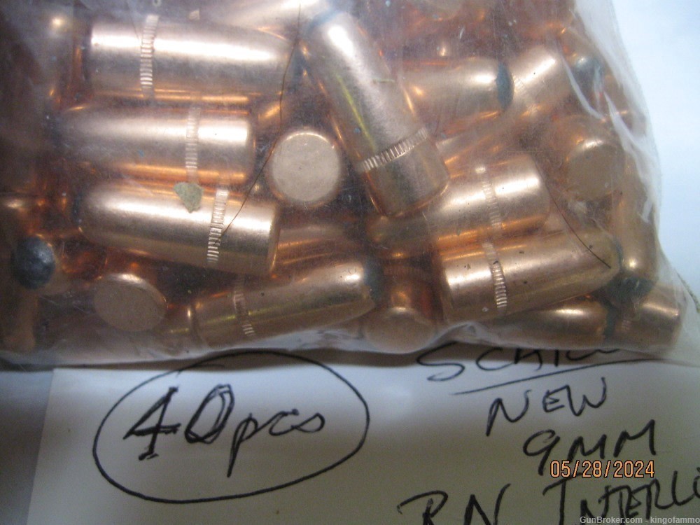 Scarce 40 pcs .356" CAL 200 gr RN Bullets for 9mm Mauser; more available to-img-1