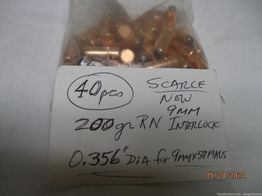 Scarce 40 pcs .356" CAL 200 gr RN Bullets for 9mm Mauser; more available to-img-0