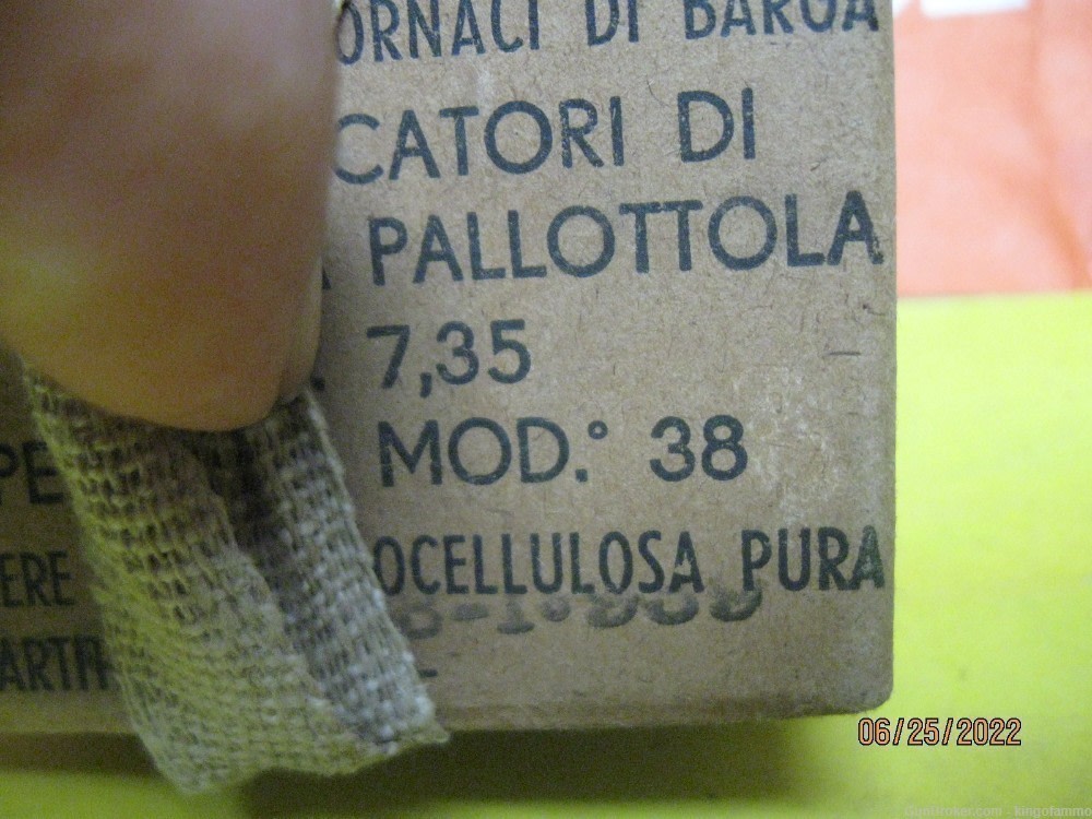WWII Original Battle Enbloc Pack 7.35x51 Carcano FMJ Rare STILL SEALED-img-1