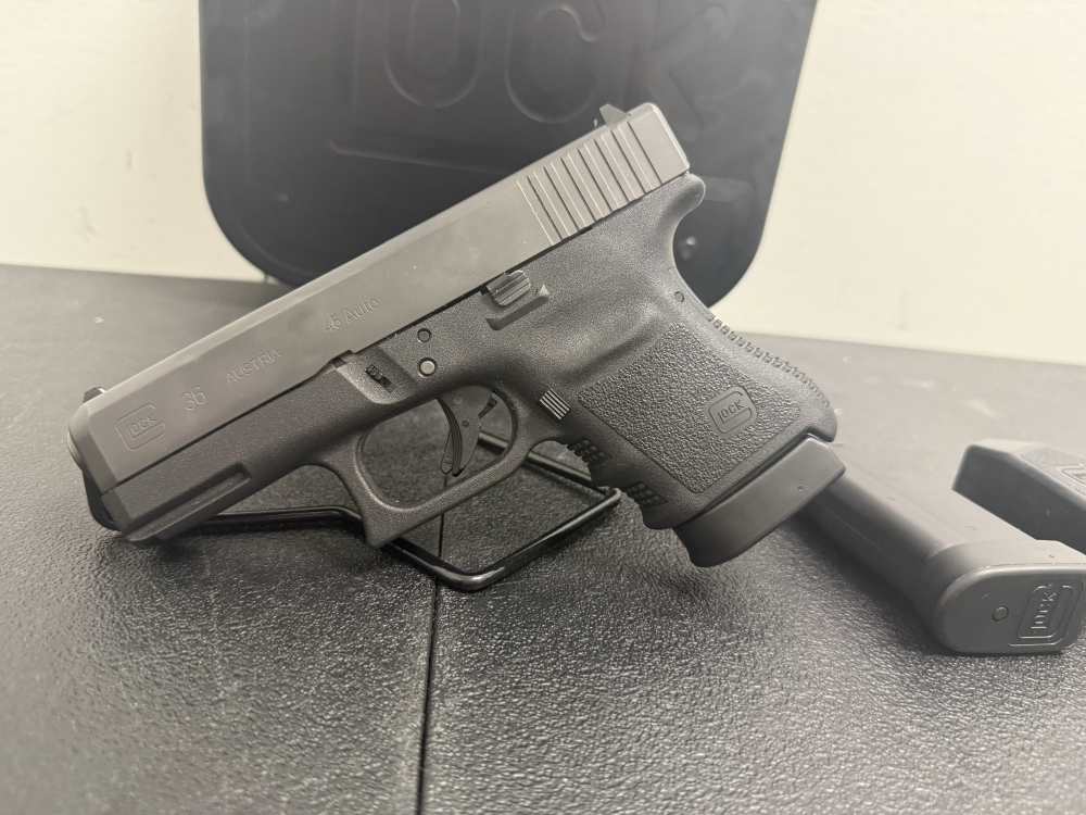 Glock 36 Gen 3 .45 3.75" w/ (2) Mags & Case -img-1