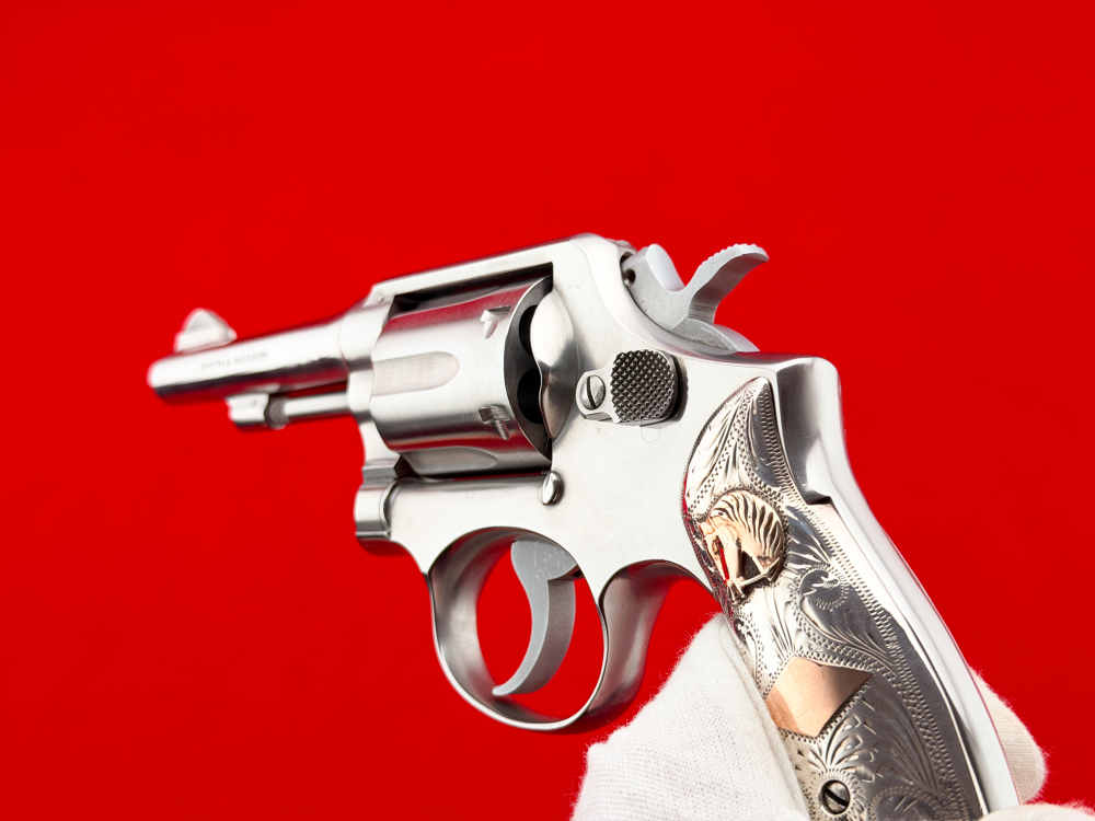 1973 S&W Model 64 .38 Special 4" Stainless w/ ENGRAVED STERLING SILVER GRIP-img-17