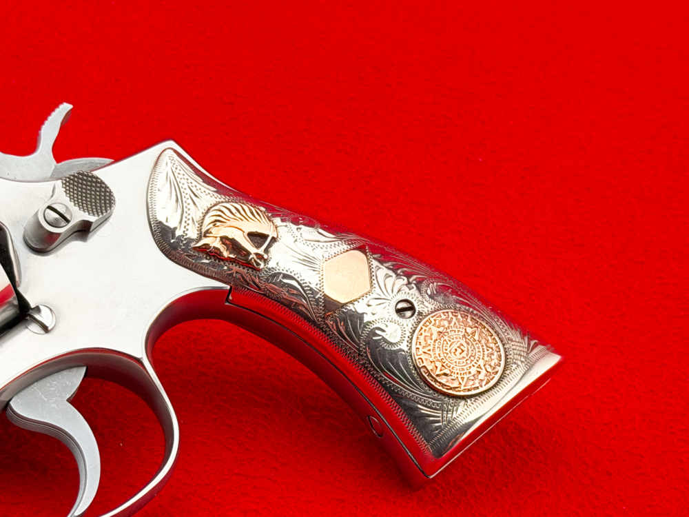1973 S&W Model 64 .38 Special 4" Stainless w/ ENGRAVED STERLING SILVER GRIP-img-7