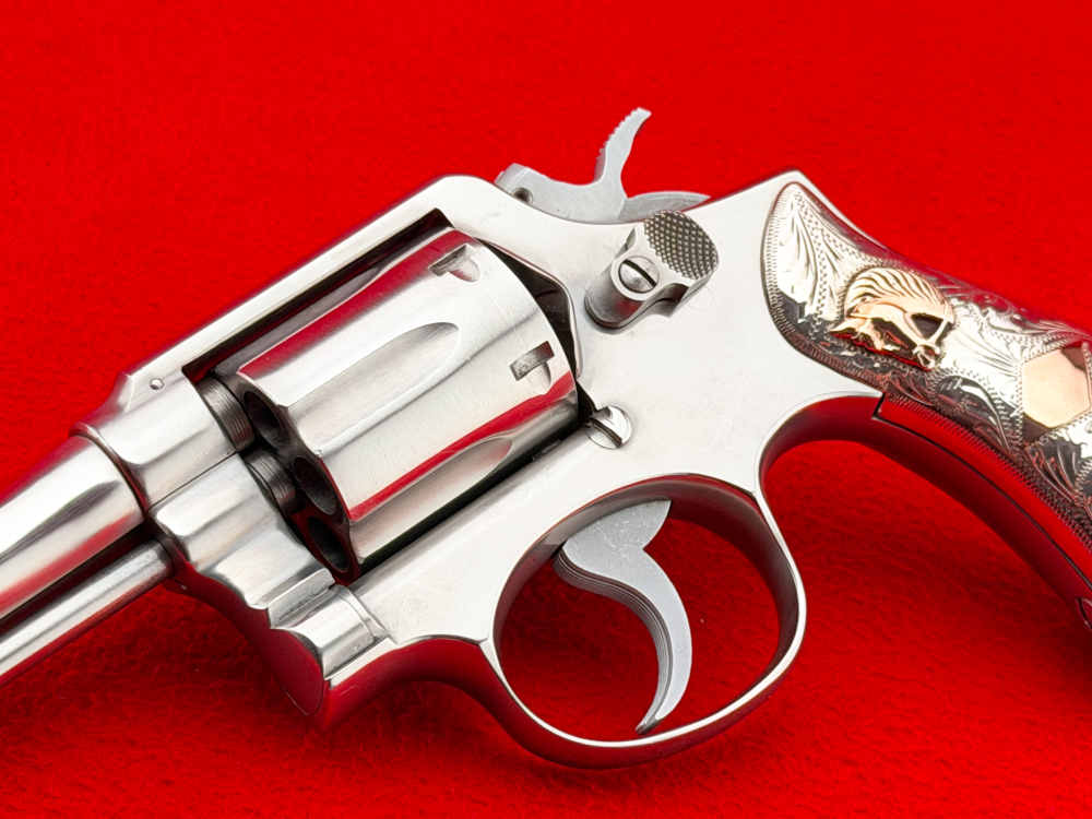1973 S&W Model 64 .38 Special 4" Stainless w/ ENGRAVED STERLING SILVER GRIP-img-6