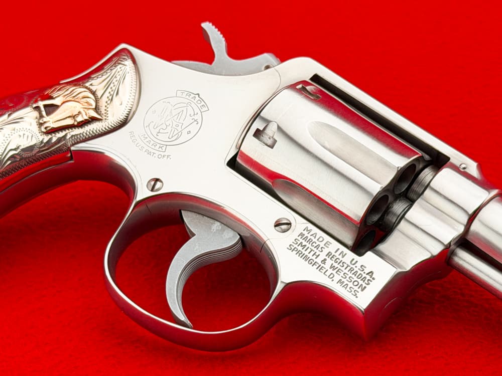1973 S&W Model 64 .38 Special 4" Stainless w/ ENGRAVED STERLING SILVER GRIP-img-11
