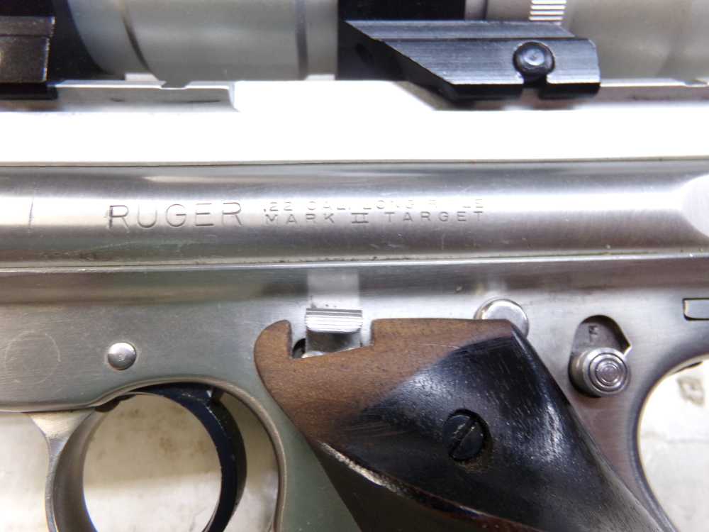 Used Ruger Mark II Target Pistol with a 5.5" barrel and Swift 2x20 Scope-img-1