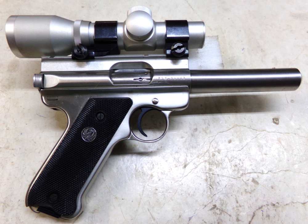 Used Ruger Mark II Target Pistol with a 5.5" barrel and Swift 2x20 Scope-img-2