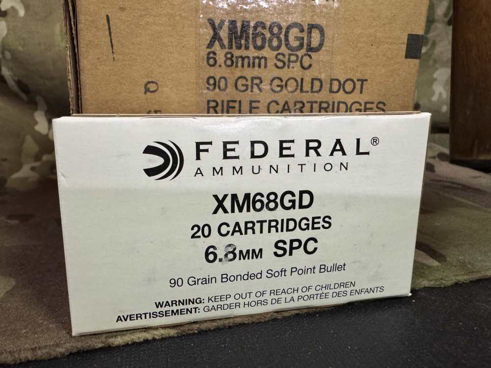 500Rds Federal 6.8MM SPC 90G Bonded Gold Dot XM68GD Full Case-img-2