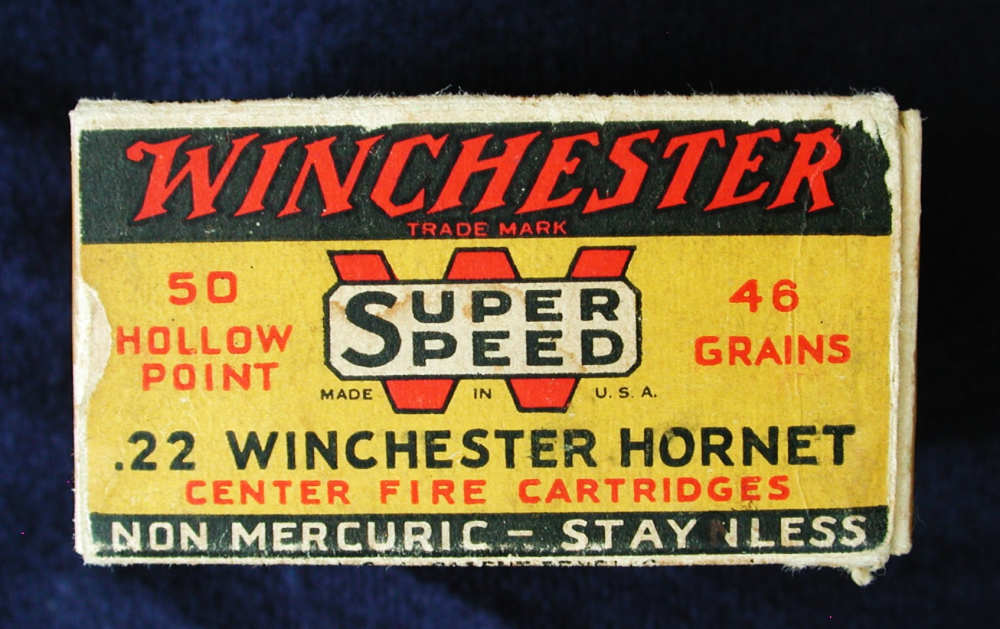 Minty Vintage Pre War Box 50 Rounds Winchester .22 Hornet Model 70 54 -img-0