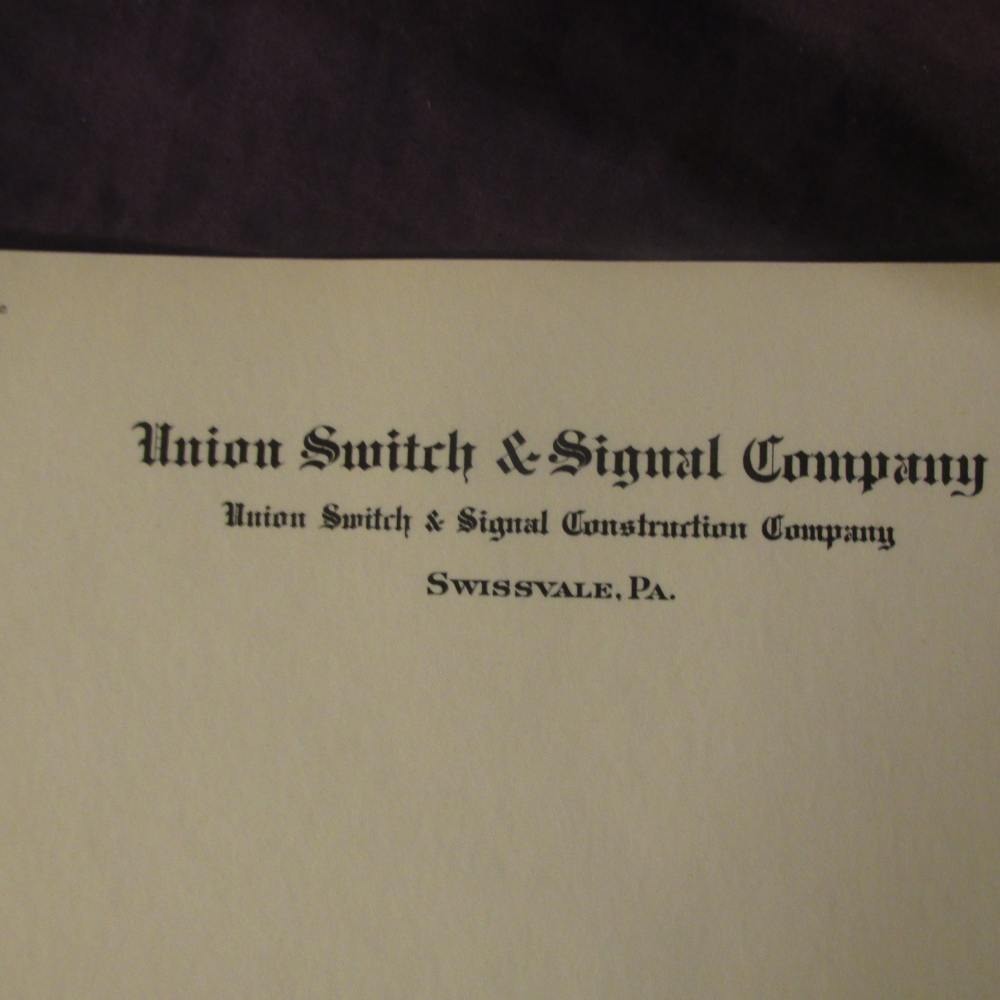 Union Switch & Signal Letter Head Paperwork-img-1