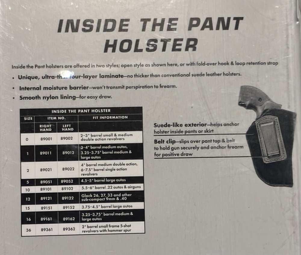 Uncle Mike's Size 1 Right Hand  Inside the Pant NOS #89011 -img-2