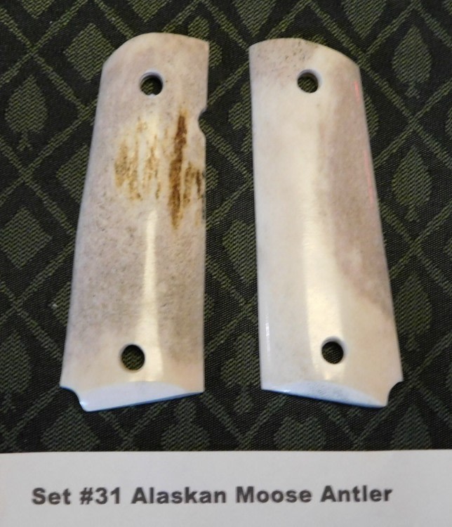 1911 Genuine Stag Horn Grips - Alaskan Moose Horn-img-0