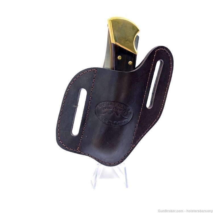 Barsony Brown Leather Folding Knife Pancake Sheath-img-1
