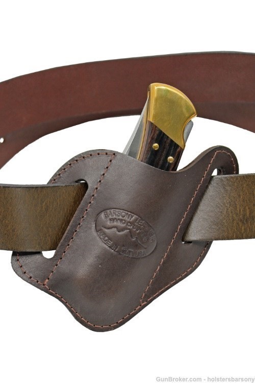 Barsony Brown Leather Folding Knife Pancake Sheath-img-0