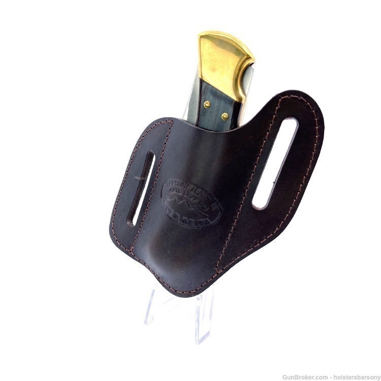 Barsony Brown Leather Folding Knife Pancake Sheath-img-4