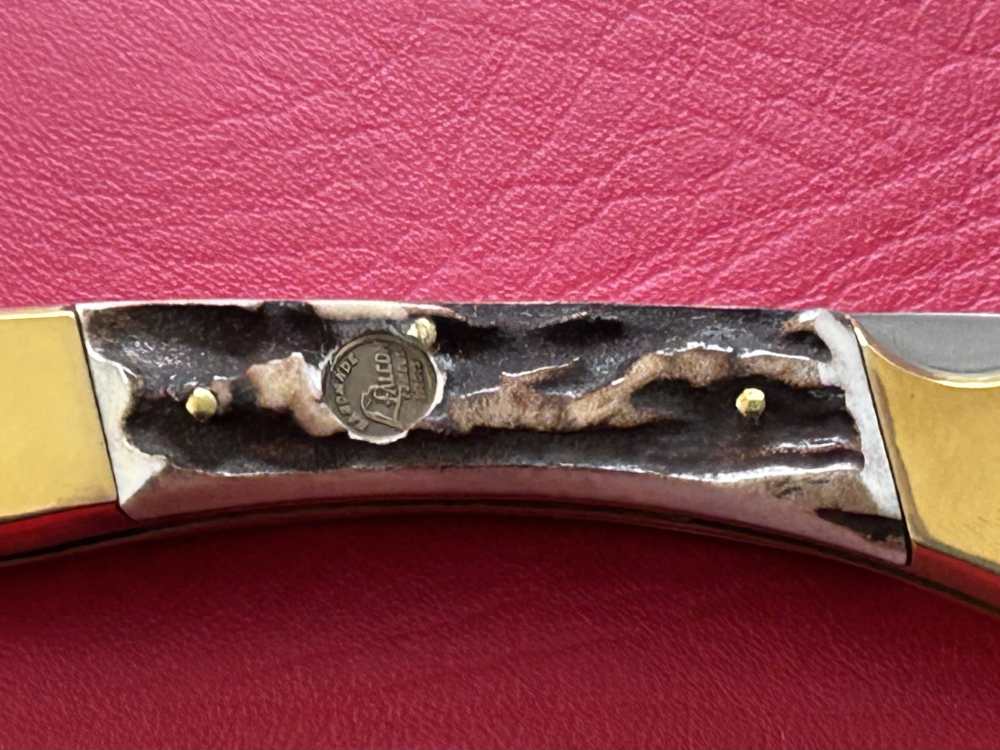 Vintage 1980’s Falcon Italy Handmade Stag Lock Back Pocket Knife NOS-img-5