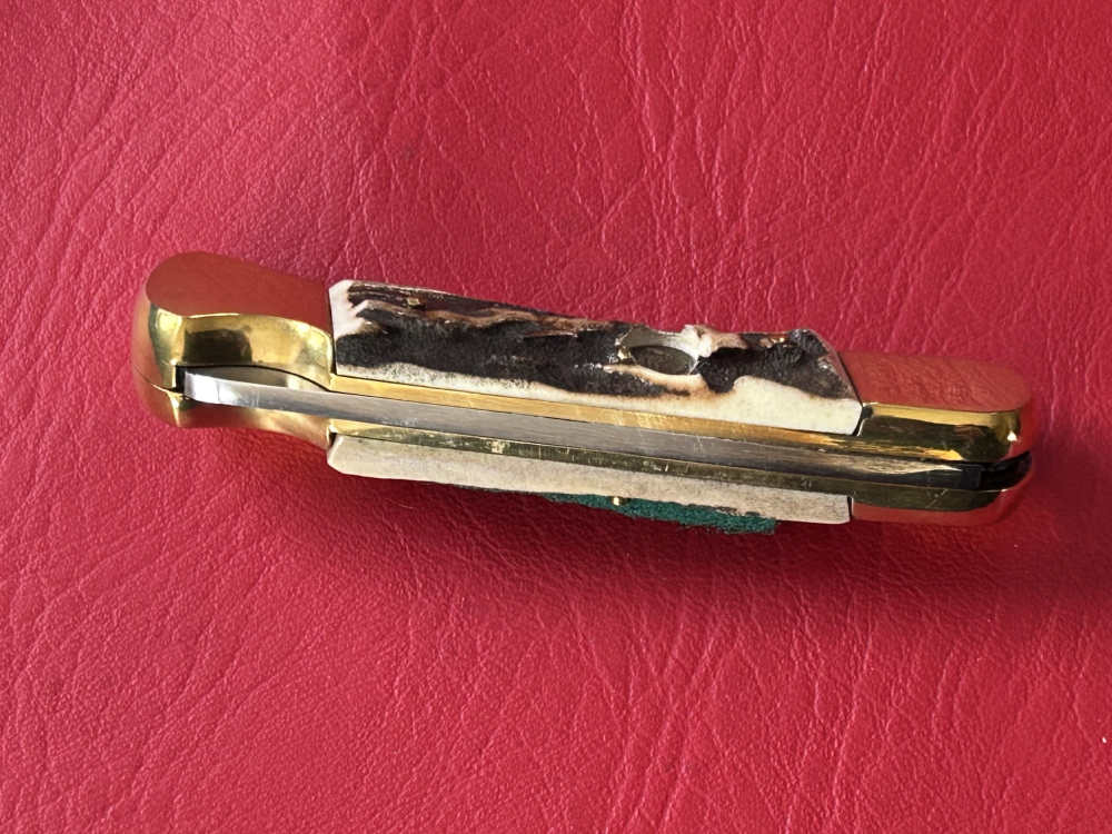 Vintage 1980’s Falcon Italy Handmade Stag Lock Back Pocket Knife NOS-img-12