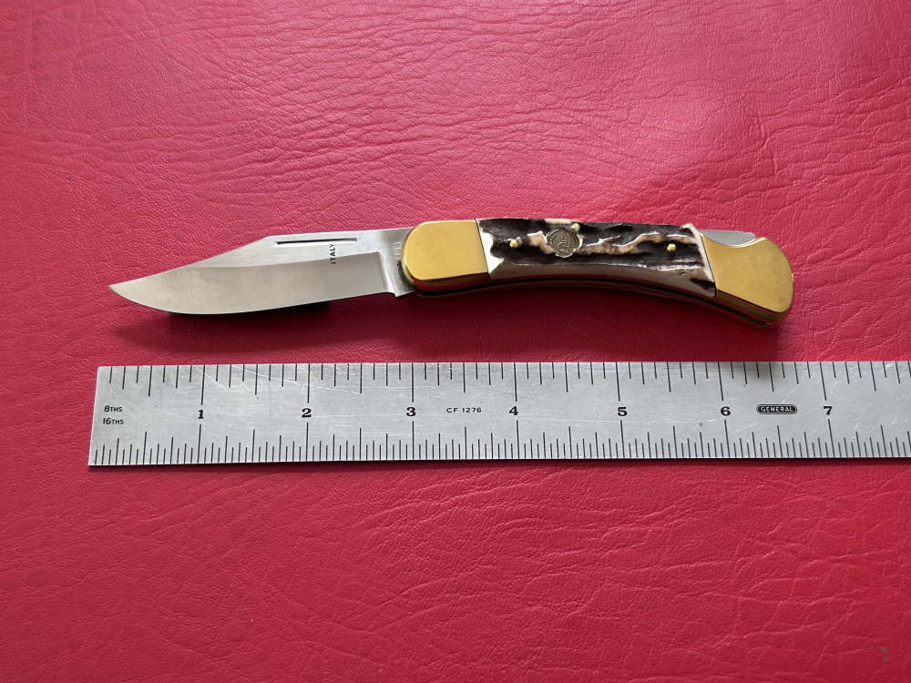 Vintage 1980’s Falcon Italy Handmade Stag Lock Back Pocket Knife NOS-img-14