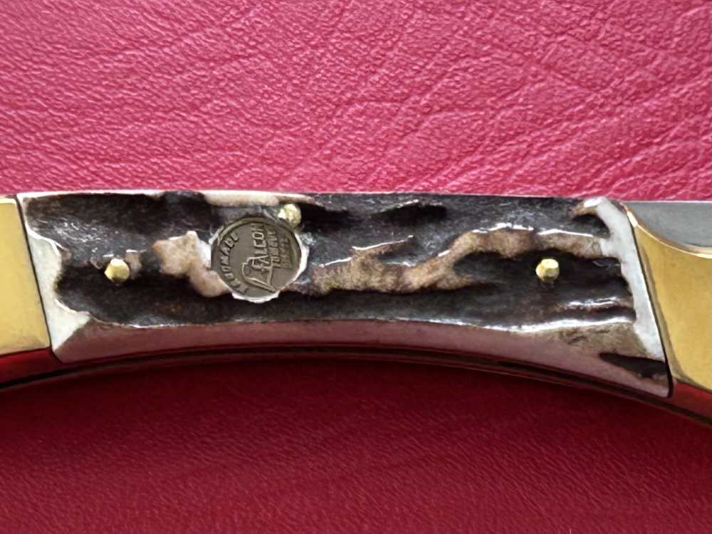 Vintage 1980’s Falcon Italy Handmade Stag Lock Back Pocket Knife NOS-img-6