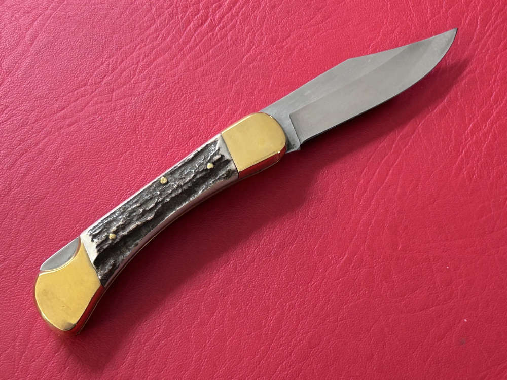 Vintage 1980’s Falcon Italy Handmade Stag Lock Back Pocket Knife NOS-img-3