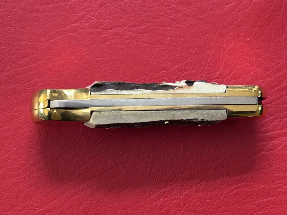 Vintage 1980’s Falcon Italy Handmade Stag Lock Back Pocket Knife NOS-img-13
