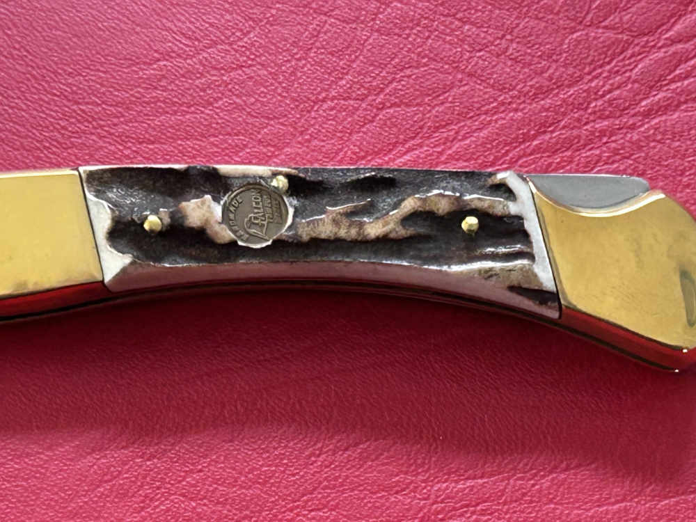 Vintage 1980’s Falcon Italy Handmade Stag Lock Back Pocket Knife NOS-img-7