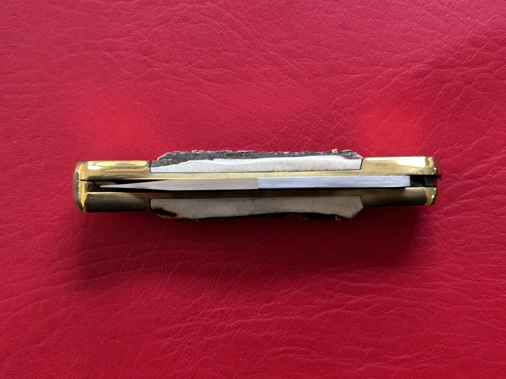 Vintage 1980’s Falcon Italy Handmade Stag Lock Back Pocket Knife NOS-img-11