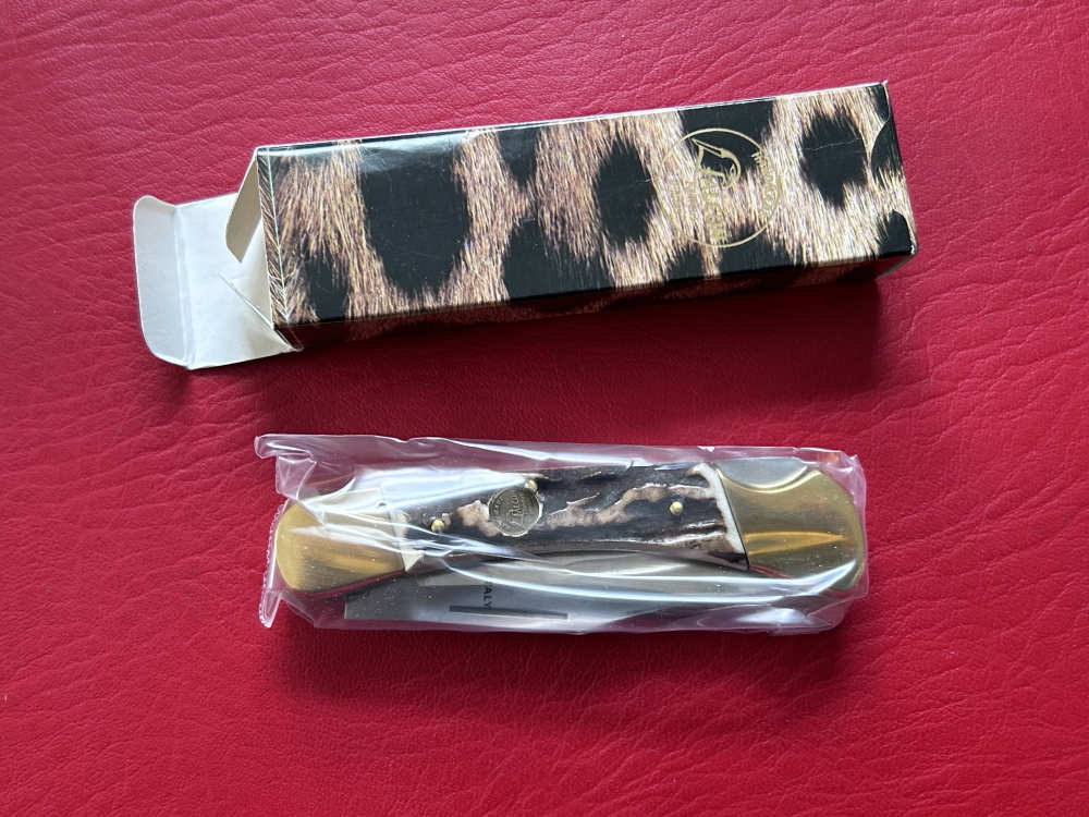 Vintage 1980’s Falcon Italy Handmade Stag Lock Back Pocket Knife NOS-img-15