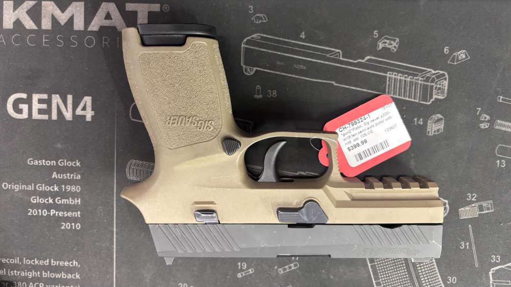 Sig sauer P320 compact medium 9mm pistol tan frame 3.8” -img-12