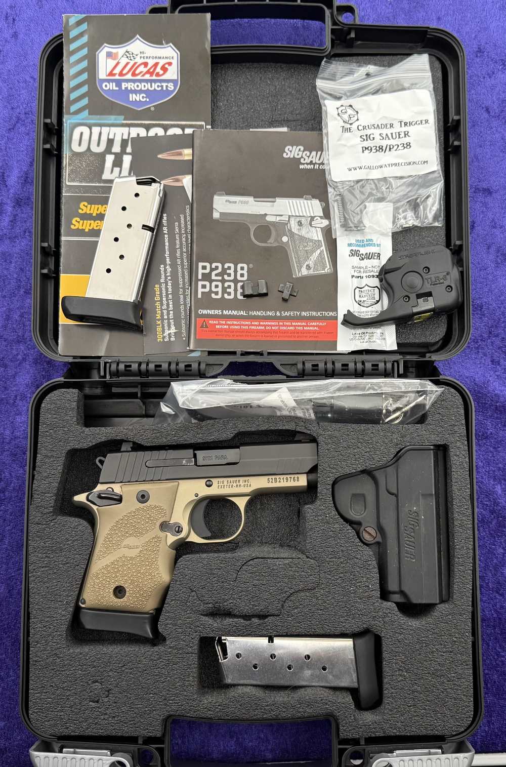 Sig Sauer P938 FDE Frame 2 Tone 938-9-CBT Siglite TLR-6 Laser Combat Boxed -img-20