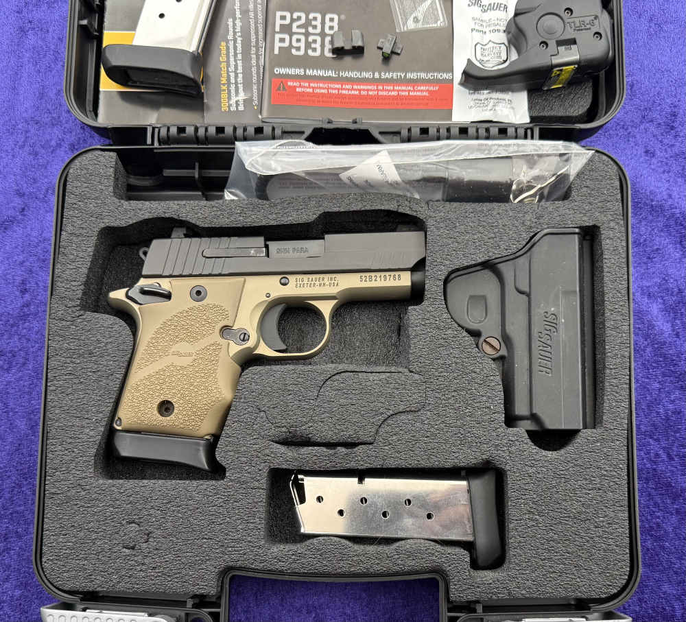 Sig Sauer P938 FDE Frame 2 Tone 938-9-CBT Siglite TLR-6 Laser Combat Boxed -img-0
