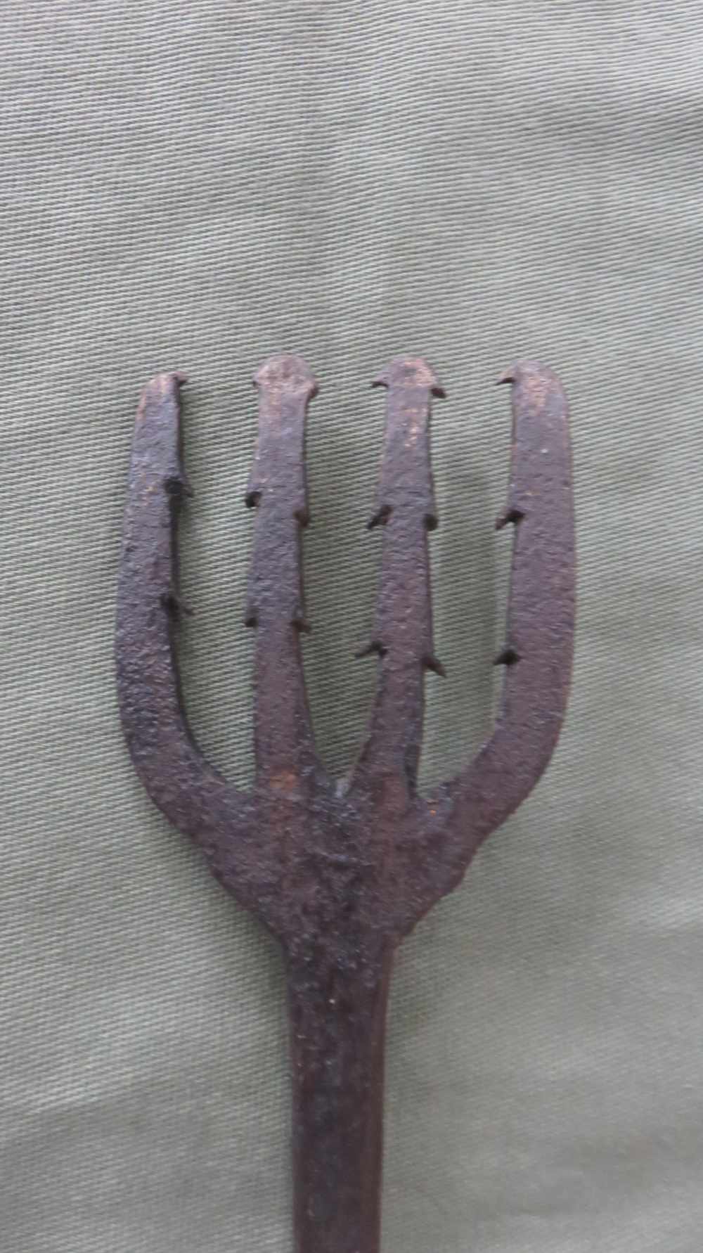 1850-1910 48" Antique Hand-Forged 4-Tine Eel Spear Gig-img-9