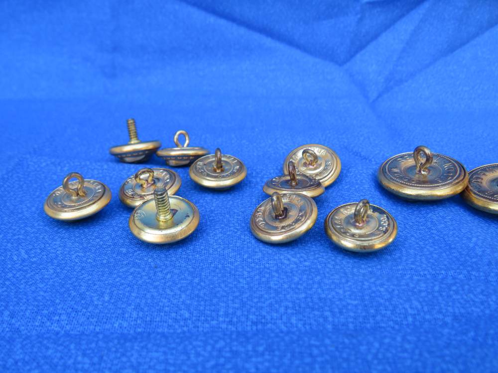 USMC DRESS BUTTON 24K GOLD OVER BRASS WB CO SERIAL NO 176 SET OF 14-img-11