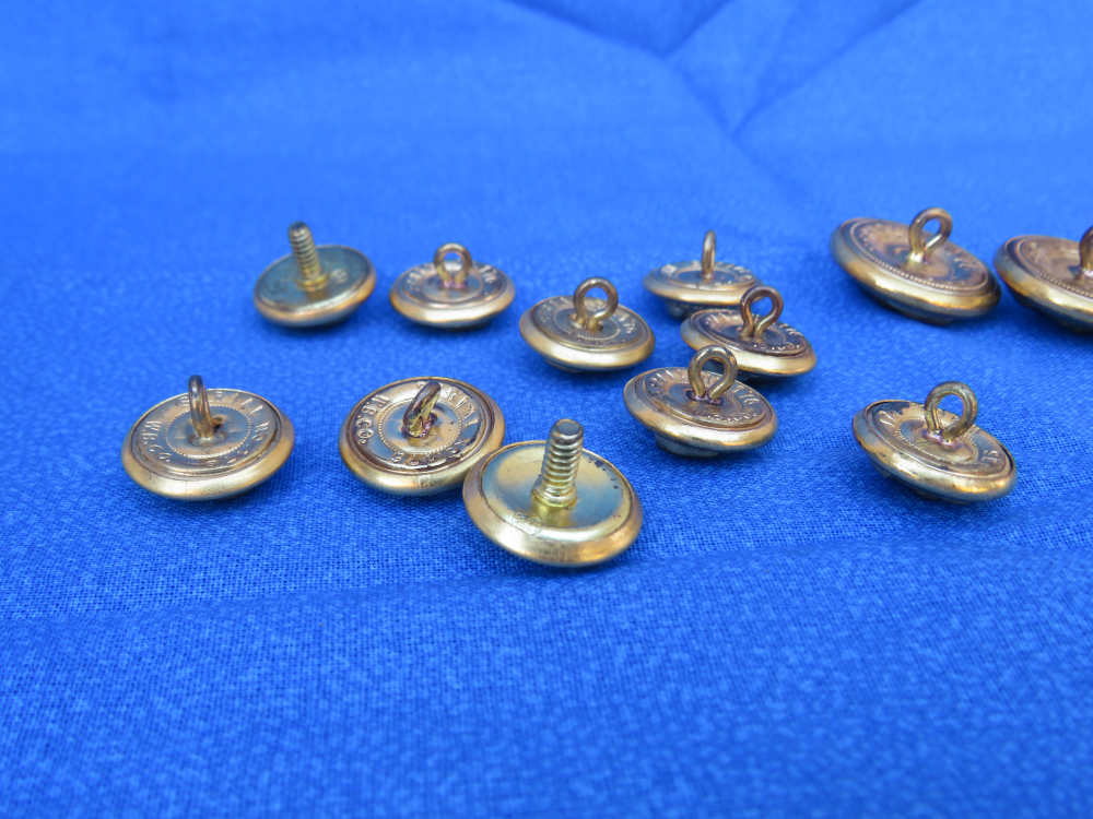 USMC DRESS BUTTON 24K GOLD OVER BRASS WB CO SERIAL NO 176 SET OF 14-img-10