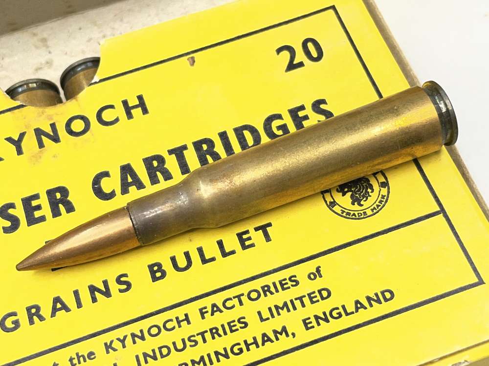 100 x vintage Kynoch 7mm Mauser ammunition 7x57 ICI UK 140 grain FMJ 1958-img-1