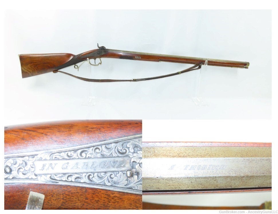 SILVER INLAID, ENGRAVED Antique THOBISCH Percussion CARVED Fowling Piece   -img-0