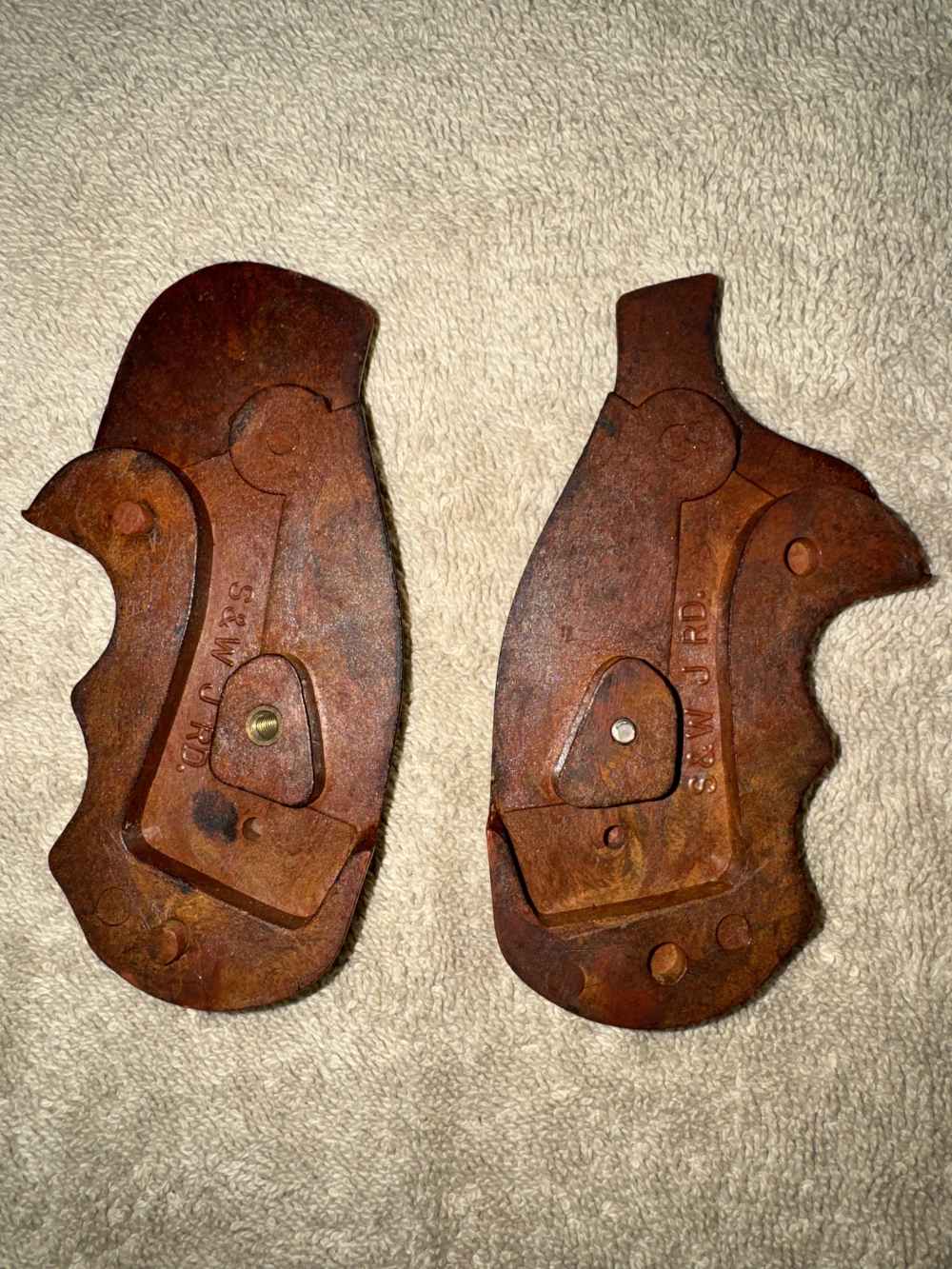 Vintage Ajax S&W J Frame Round Butt Faux Tortoiseshell Target Grips Screw-img-1