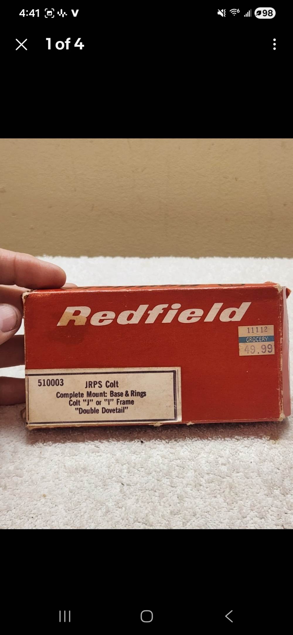 NOS Redfield 510003 JRPS Colt J I Frame Revolver Scope Mount Base Rings Box-img-0