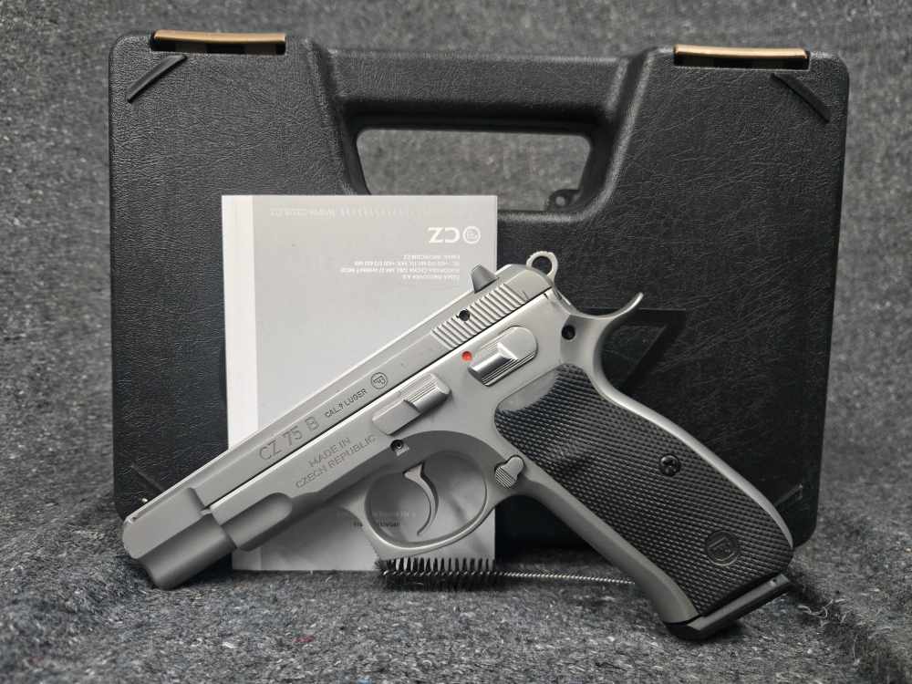 RARE CZ USA mdl. 75 B MATTE STAINLESS, Cal. 9mm TAKE A SHOT-img-0