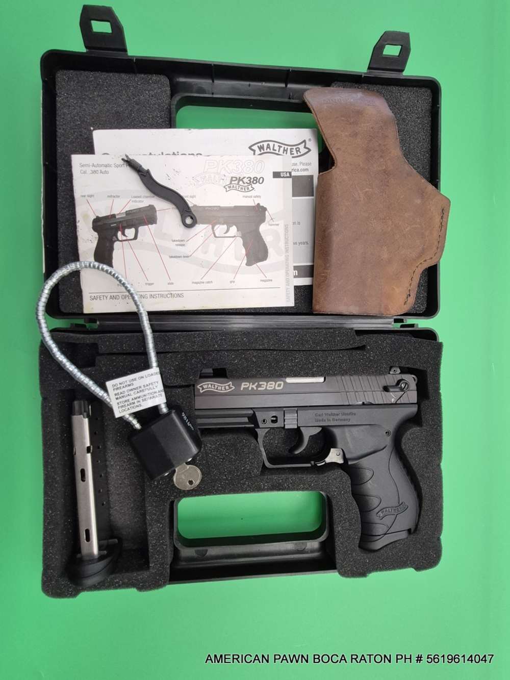 WALTHER PK380 CAL.380 PISTOL W/BX/2MG/HOLSTER. WAP40001-img-0
