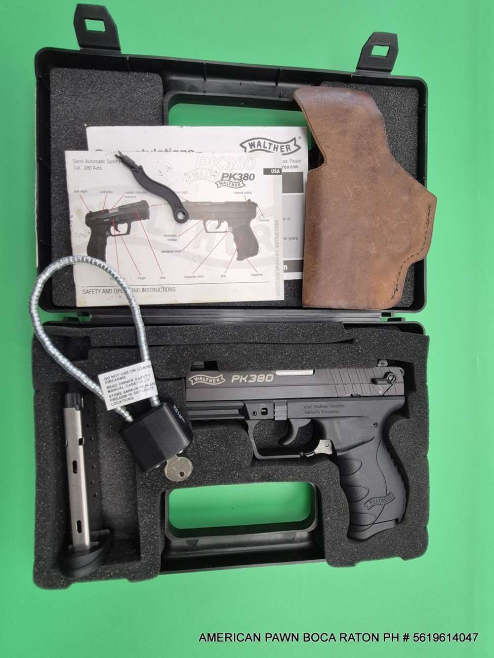 WALTHER PK380 CAL.380 PISTOL W/BX/2MG/HOLSTER. WAP40001-img-1