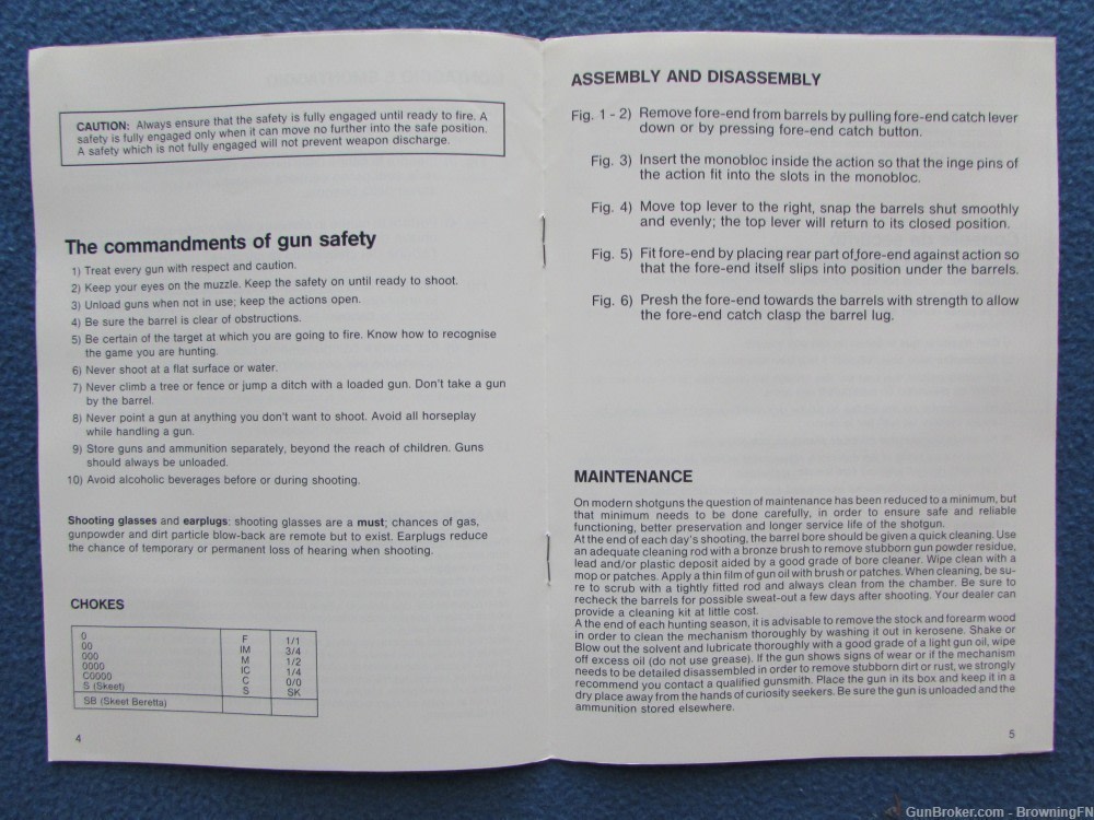Vintage Beretta Side by Side Over Under Owners Instruction Manual Model -img-1