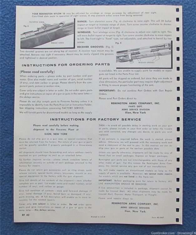 Vintage Remington Model Nylon 10 Owners Instruction Manual .22-img-2
