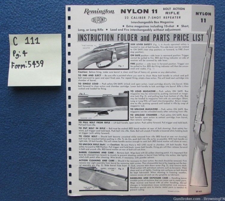 Vintage Remington Model Nylon 11 Owners Instruction Manual .22-img-0