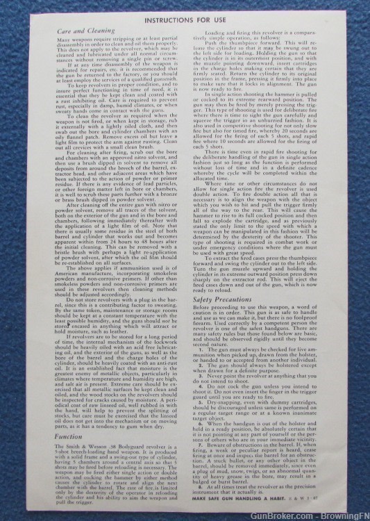 Vintage Smith & Wesson Model 49 Owners Instruction Manual S&W .38 Bodyguard-img-2