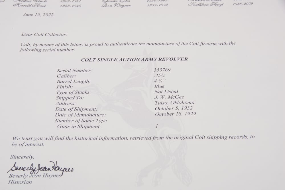 Exceptional 1929 Colt Single Action Army 45 Colt 4.75'' Blue/CC w Letter-img-3