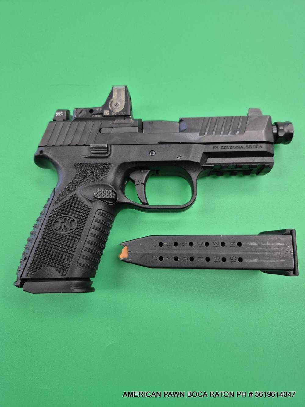 FN 509 Midsize Tactical 9mm THREADED 4.5" BRL, FN509 TRIJICON RM05 RED DOT -img-1