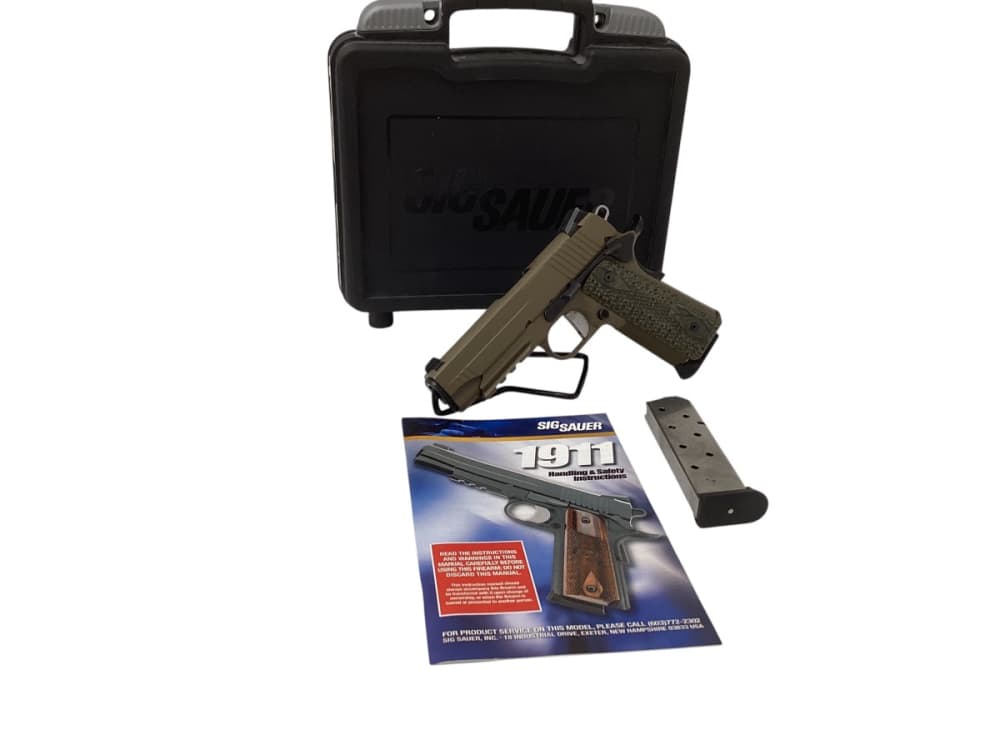 Sig Sauer 1911 Scorpion FDE 45 .45 1911CAR-45SCPN w/ Case + 2 Mags -img-0
