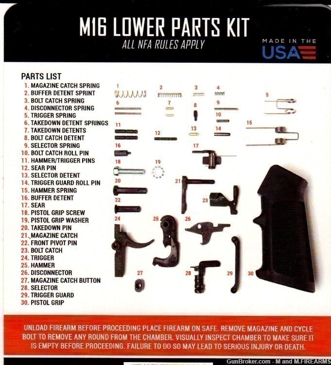 USA MADE M16 AR15 Full Auto Lower Parts Kit With Sear LPK  WE SHIP ALL USA!-img-0