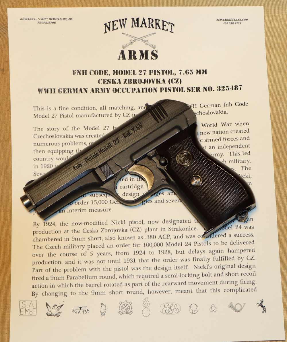 Very Fine WWII German CZ Model 27 Pistol "fnh" code-img-0